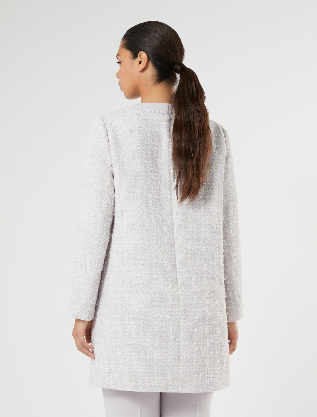 Yarn-dyed duster coat with embroidery