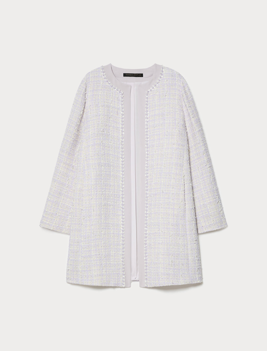 Yarn-dyed duster coat with embroidery