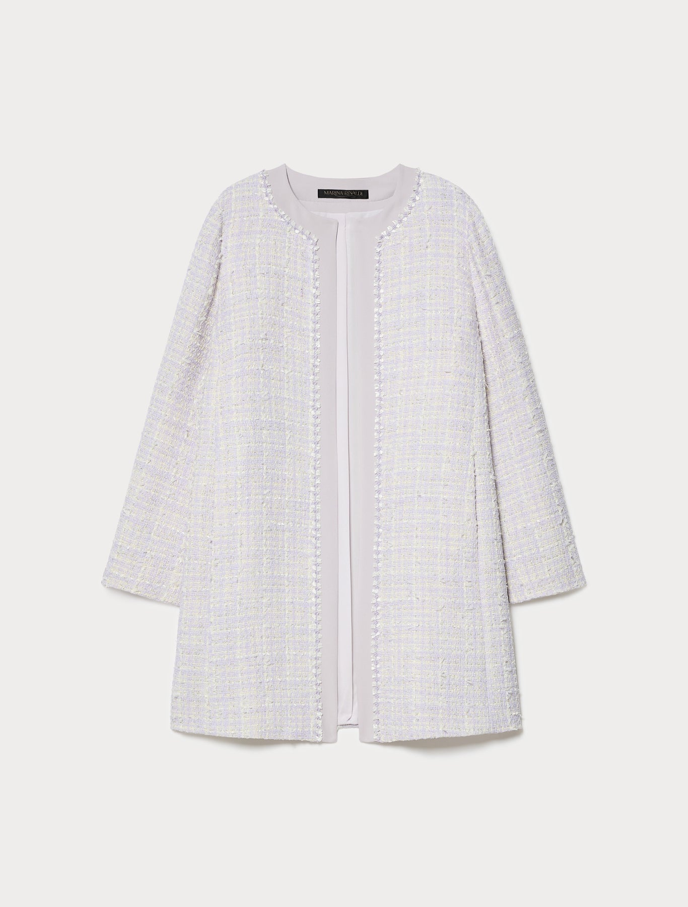 Yarn-dyed duster coat with embroidery