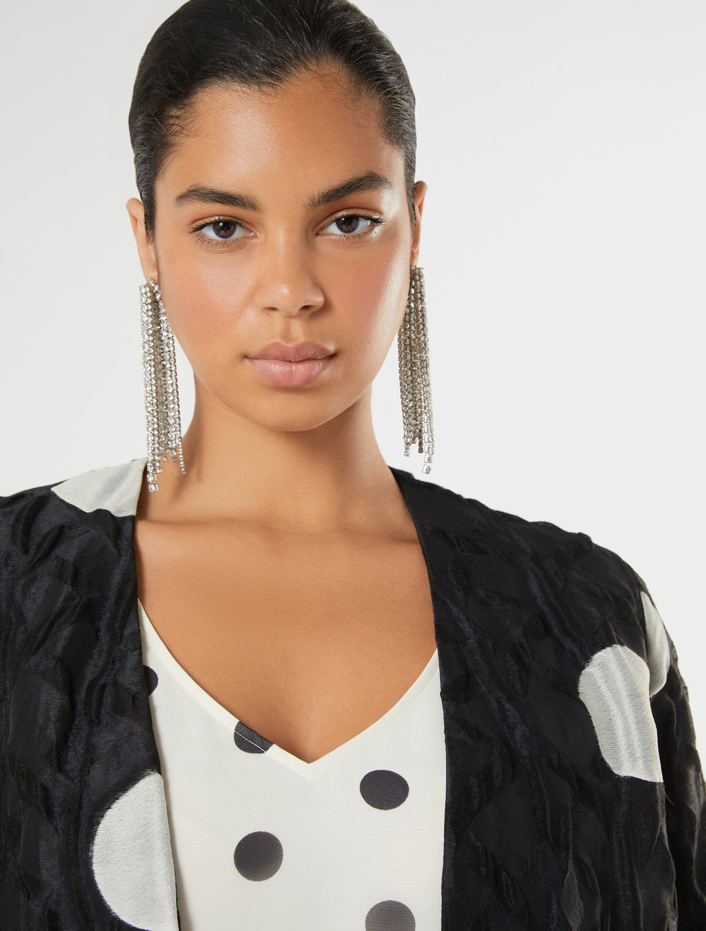 marina rinaldi polka dot jacquard duster coat for woman
