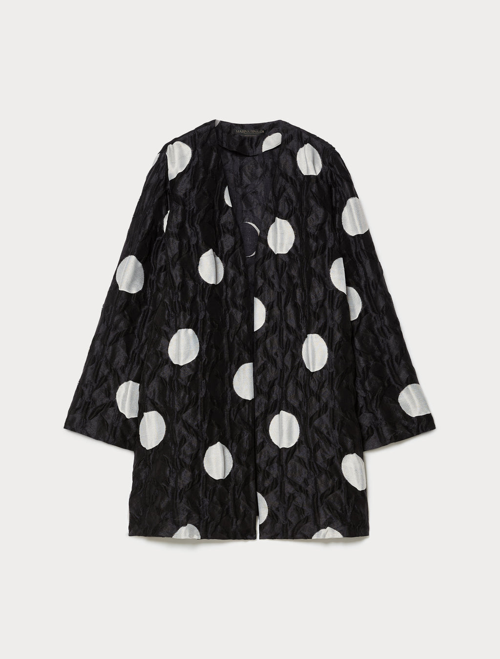 marina rinaldi polka dot jacquard duster coat for woman