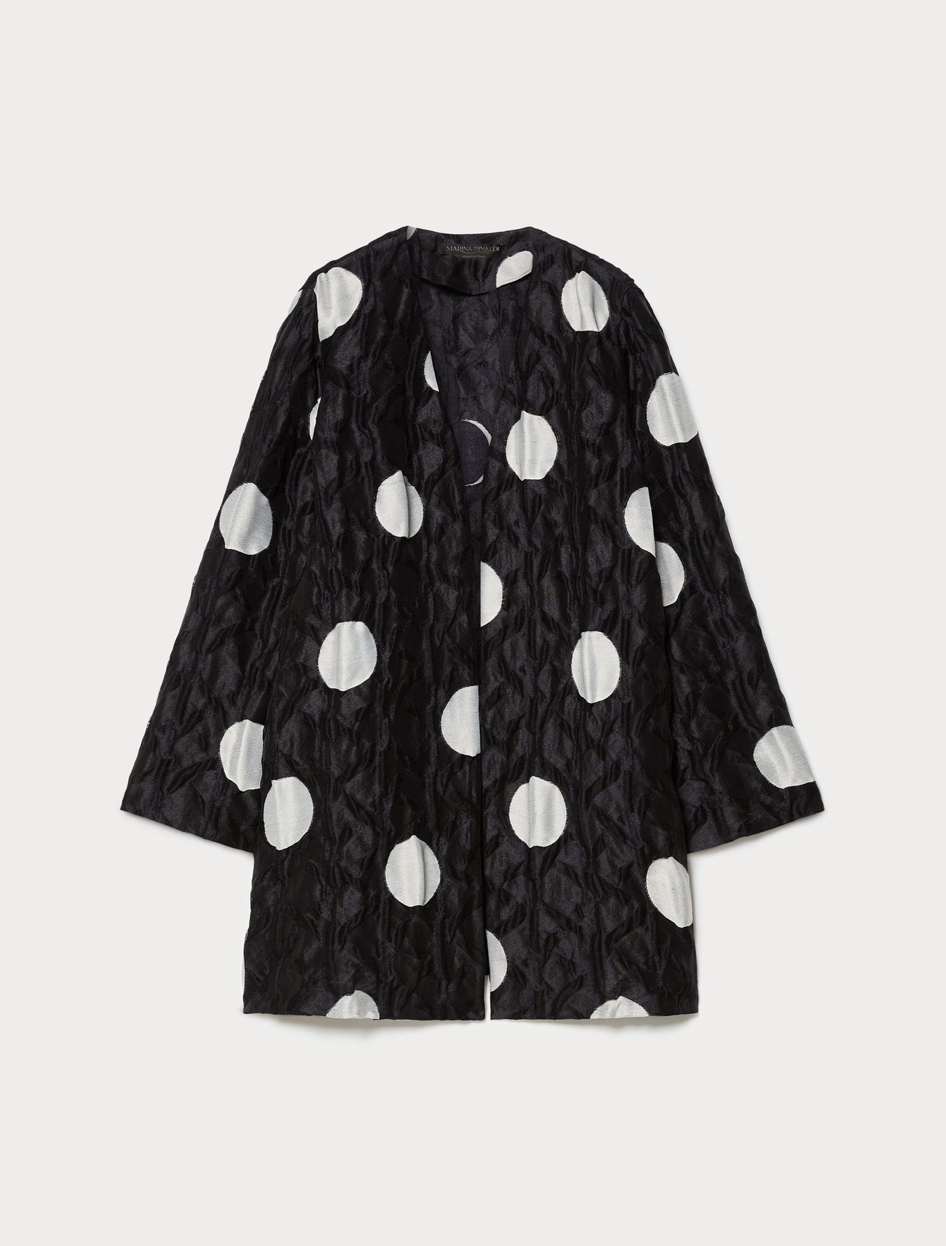 marina rinaldi polka dot jacquard duster coat for woman