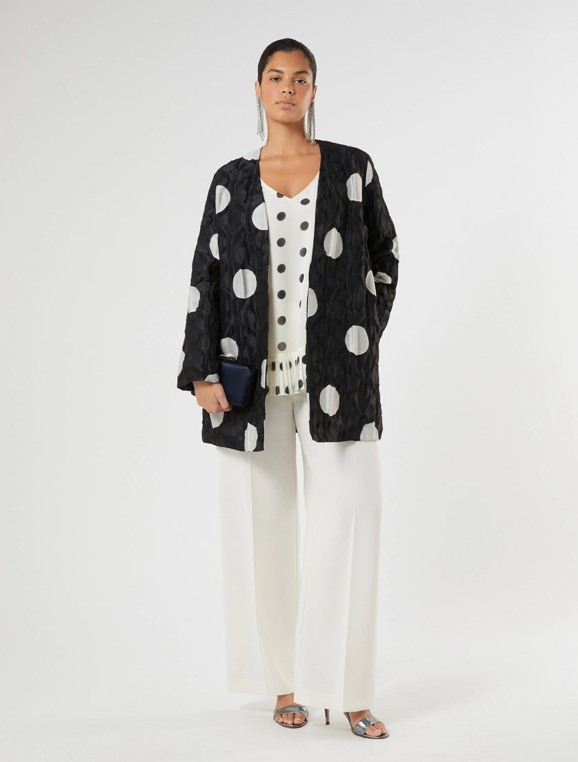 Polka dot jacquard duster coat