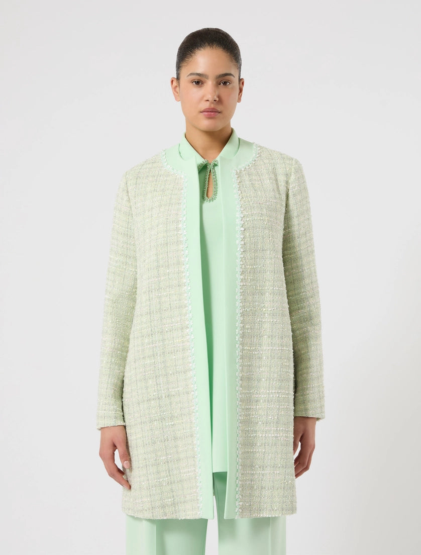 marina rinaldi yarn-dyed duster coat with embroidery for woman
