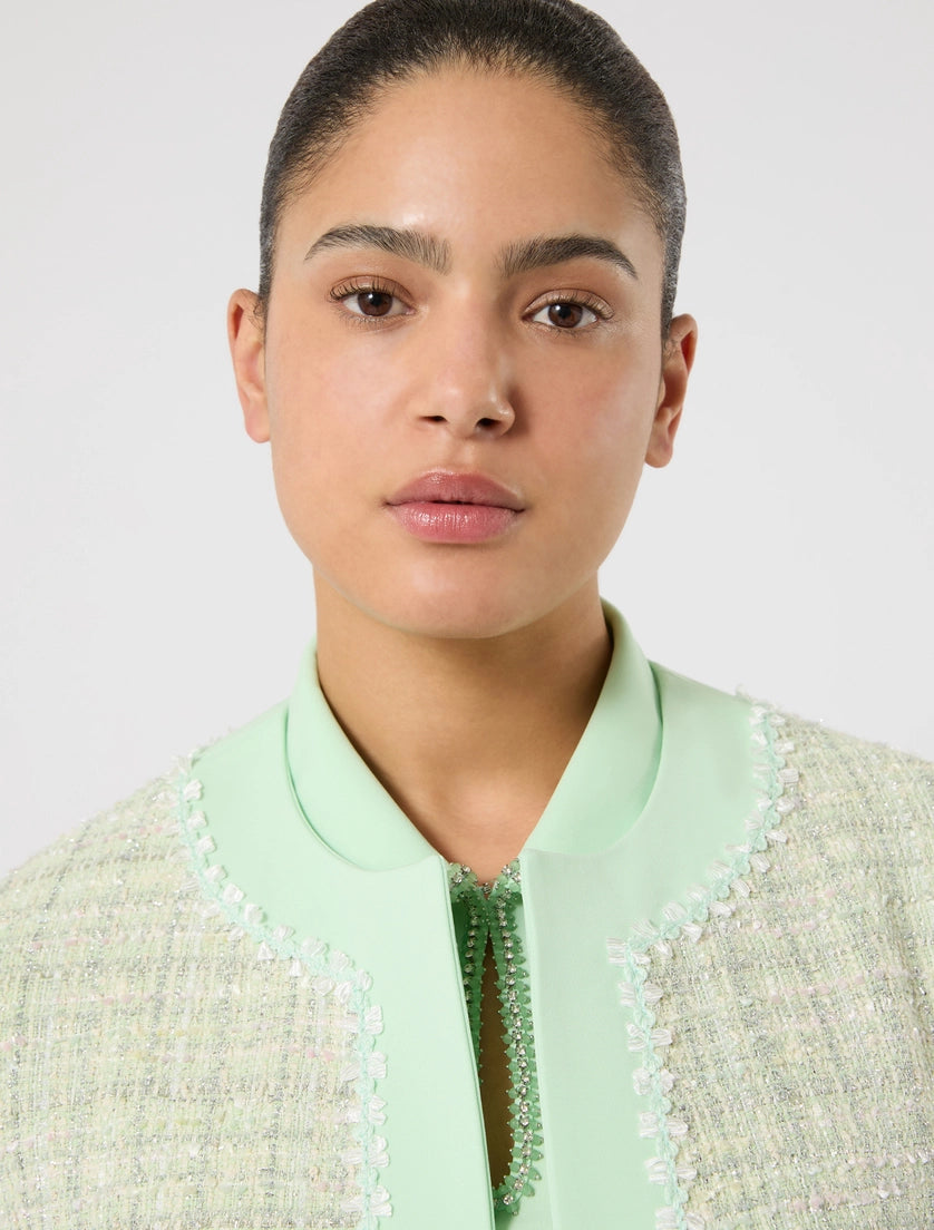 marina rinaldi yarn-dyed duster coat with embroidery for woman