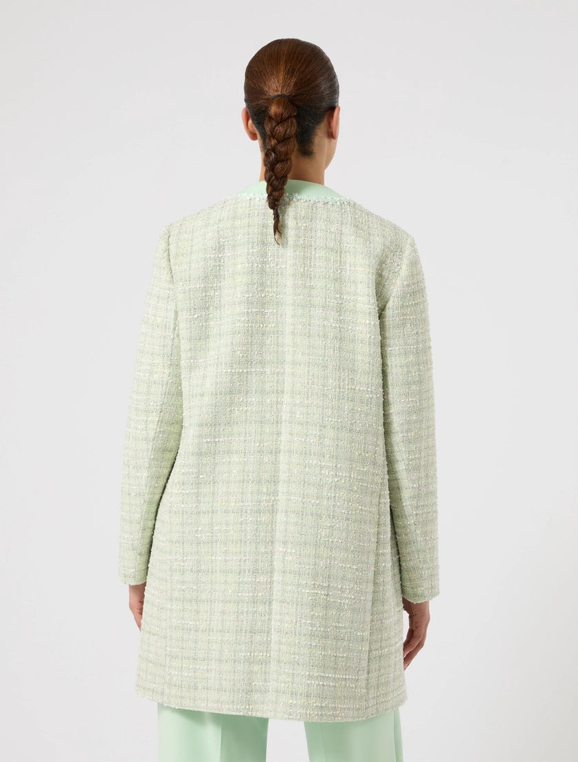marina rinaldi yarn-dyed duster coat with embroidery for woman