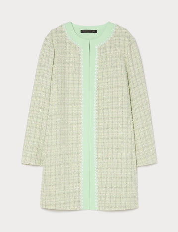 marina rinaldi yarn-dyed duster coat with embroidery for woman