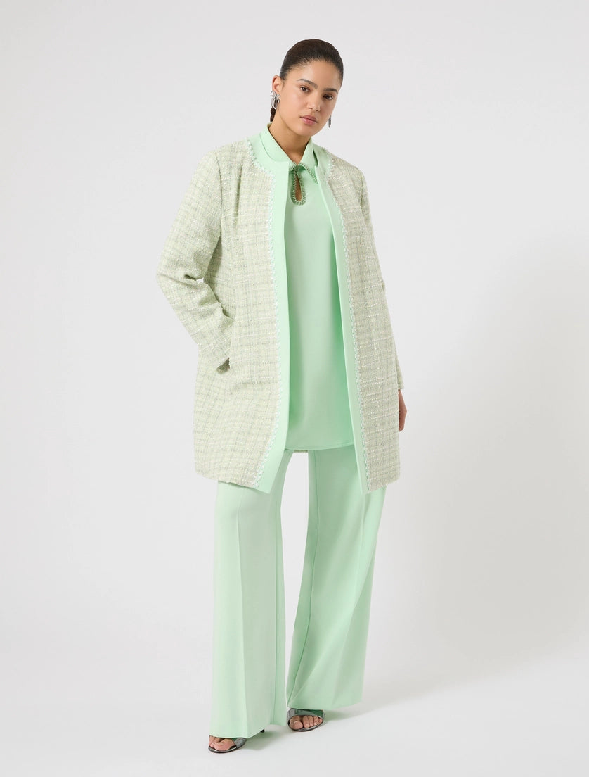 marina rinaldi yarn-dyed duster coat with embroidery for woman