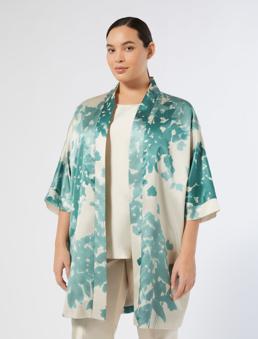 Silk satin duster coat