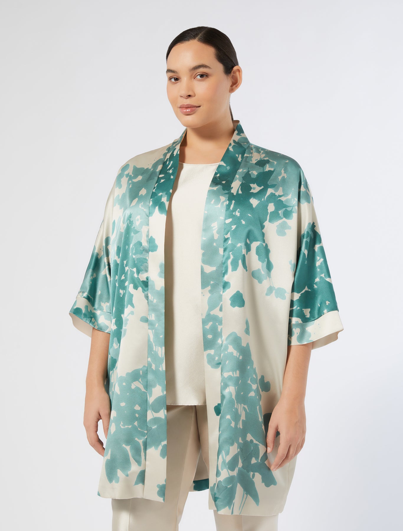 Silk satin duster coat