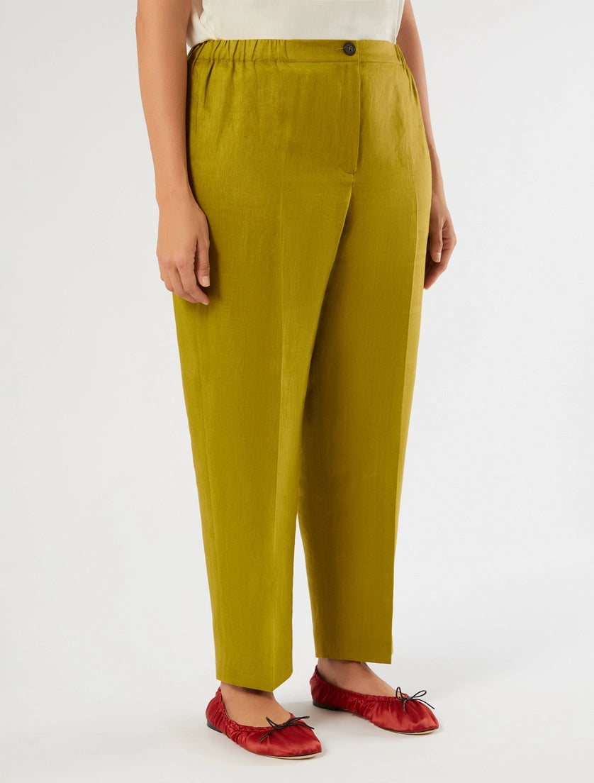 marina rinaldi linen canvas trousers for woman