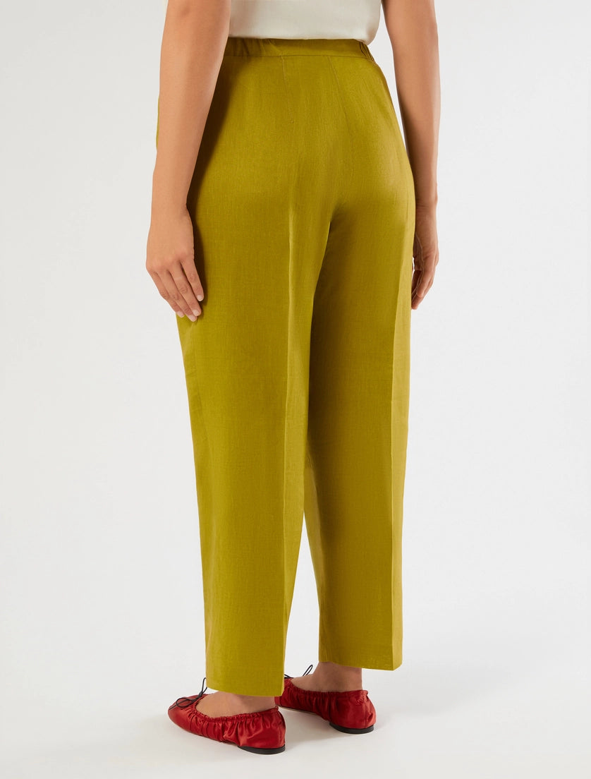 marina rinaldi linen canvas trousers for woman