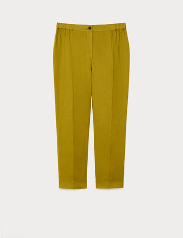marina rinaldi linen canvas trousers for woman