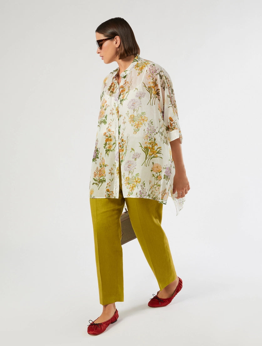 marina rinaldi linen canvas trousers for woman