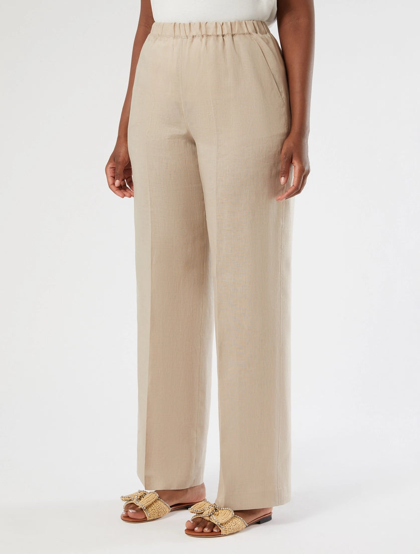 marina rinaldi linen canvas trousers for woman