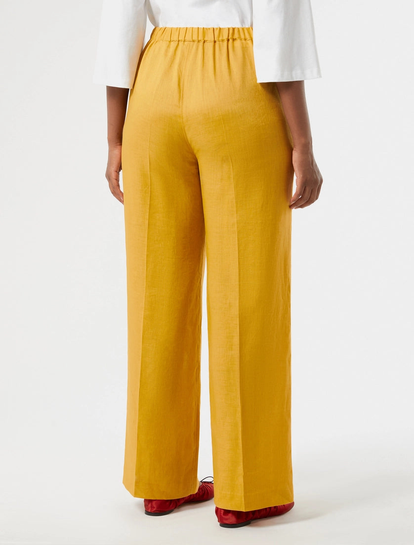 marina rinaldi linen canvas trousers for woman