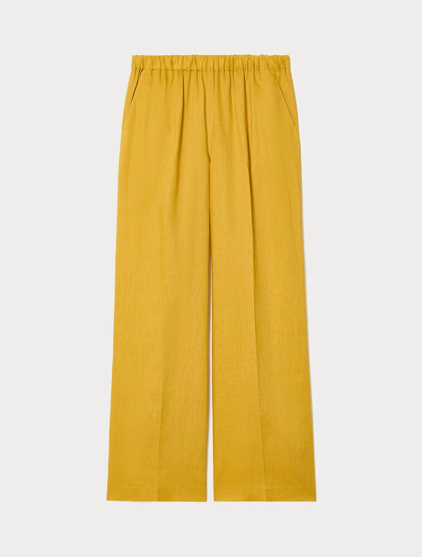 marina rinaldi linen canvas trousers for woman