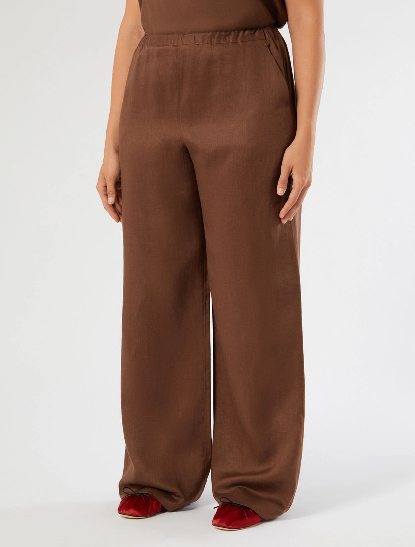 marina rinaldi linen canvas trousers for woman