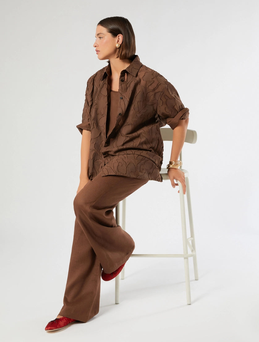 marina rinaldi linen canvas trousers for woman