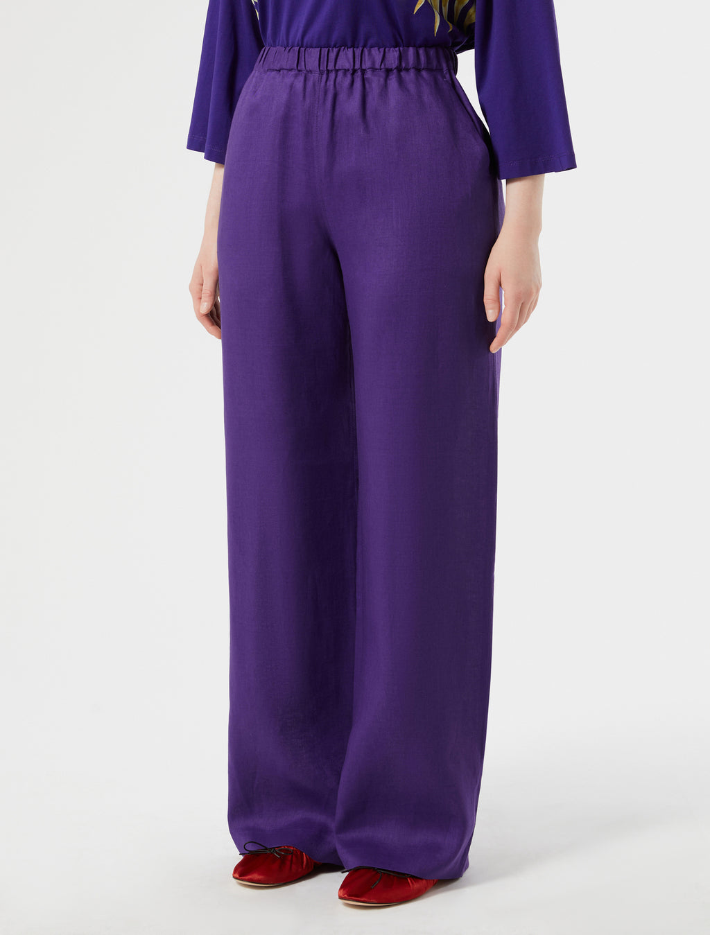 marina rinaldi linen canvas trousers for woman