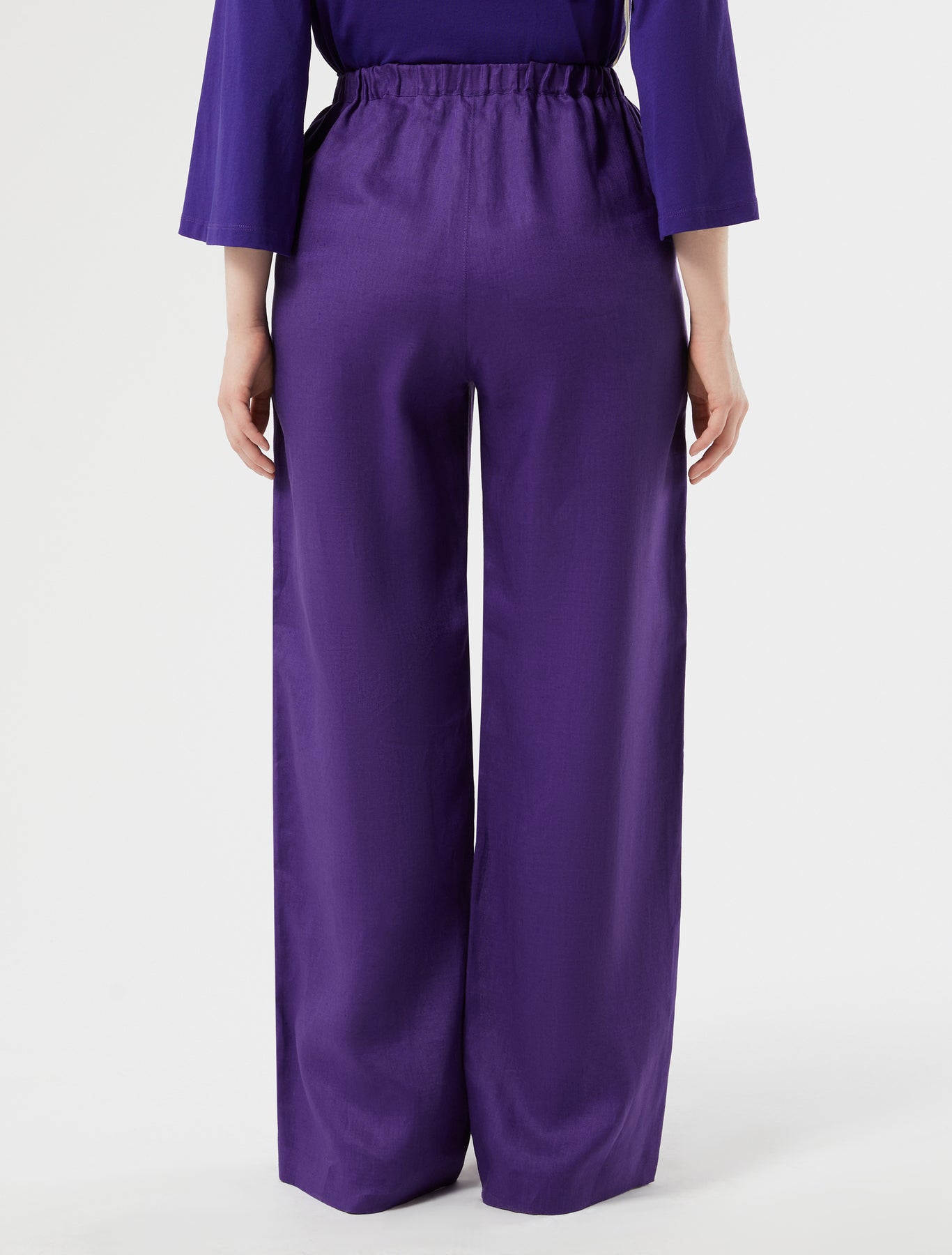 marina rinaldi linen canvas trousers for woman