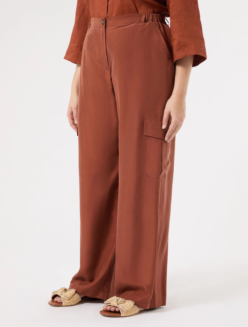 marina rinaldi silk habotai cargo trousers for woman
