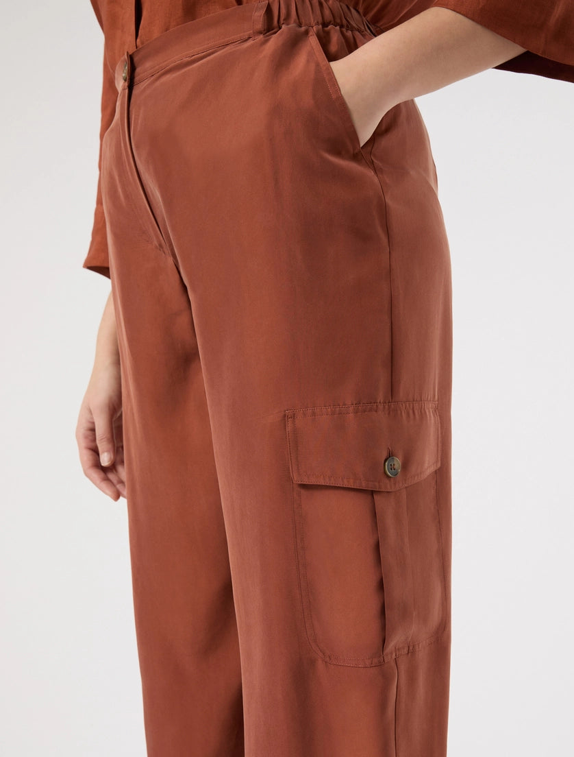 marina rinaldi silk habotai cargo trousers for woman