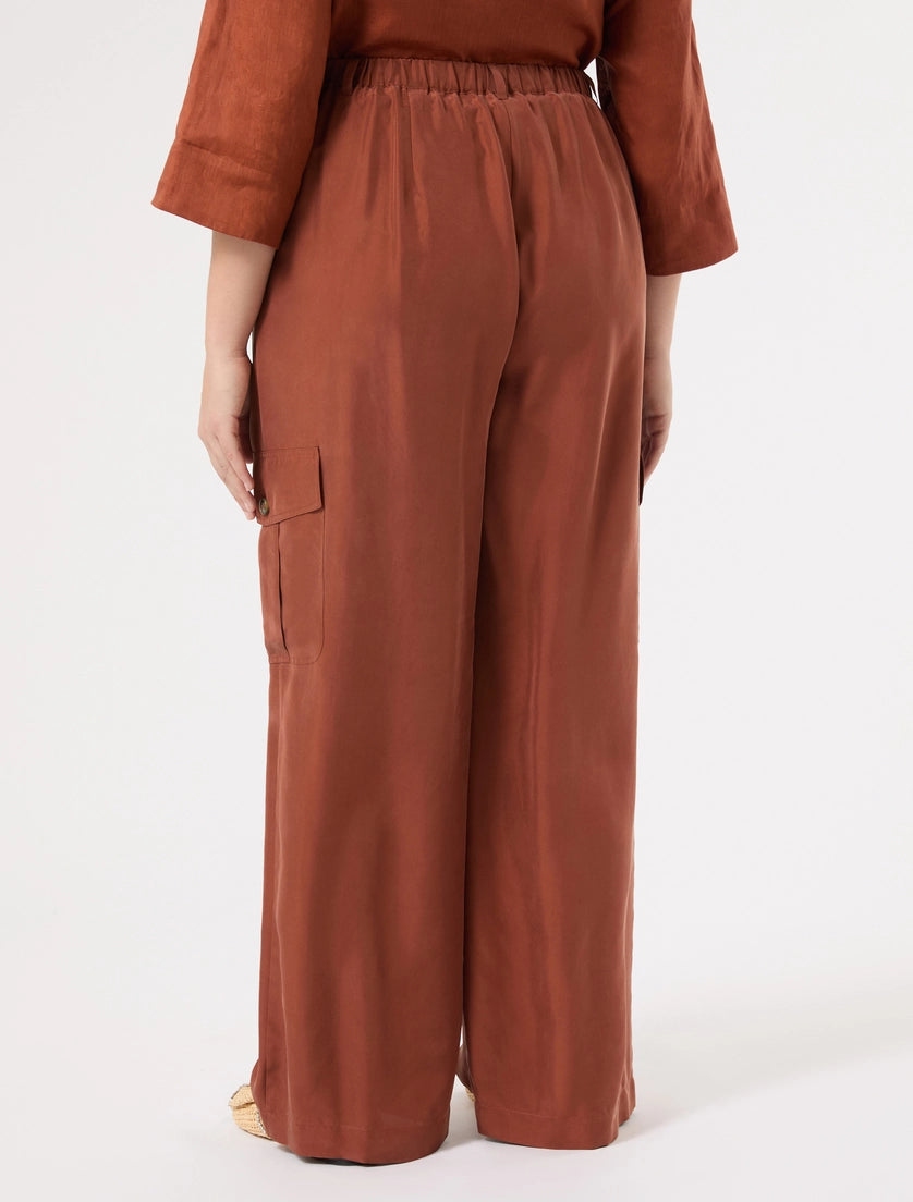 marina rinaldi silk habotai cargo trousers for woman