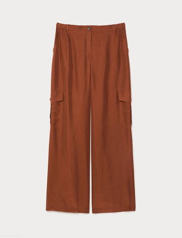 marina rinaldi silk habotai cargo trousers for woman