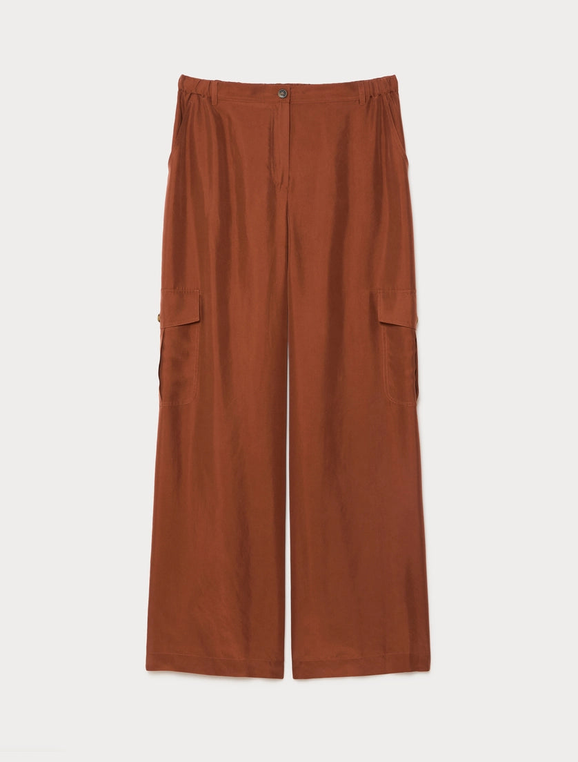 marina rinaldi silk habotai cargo trousers for woman
