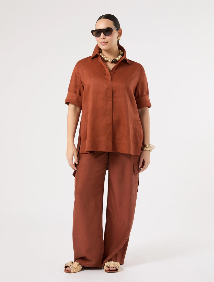 marina rinaldi silk habotai cargo trousers for woman