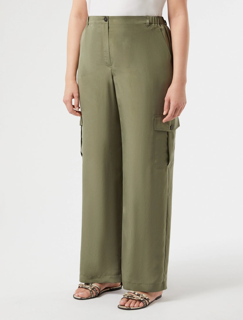 marina rinaldi silk habotai cargo trousers for woman