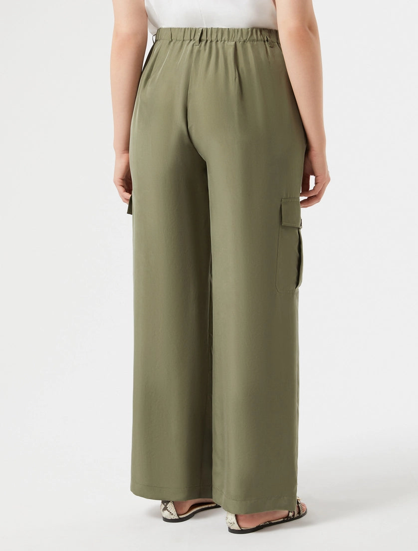 marina rinaldi silk habotai cargo trousers for woman
