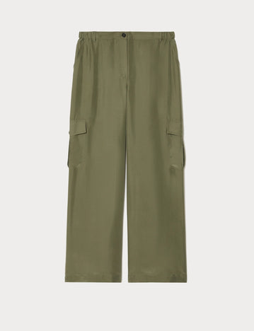marina rinaldi silk habotai cargo trousers for woman