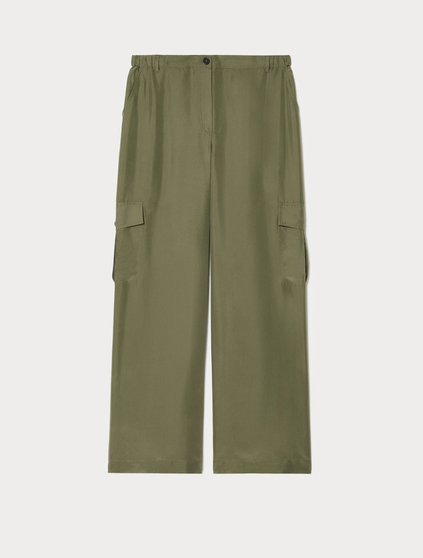 marina rinaldi silk habotai cargo trousers for woman