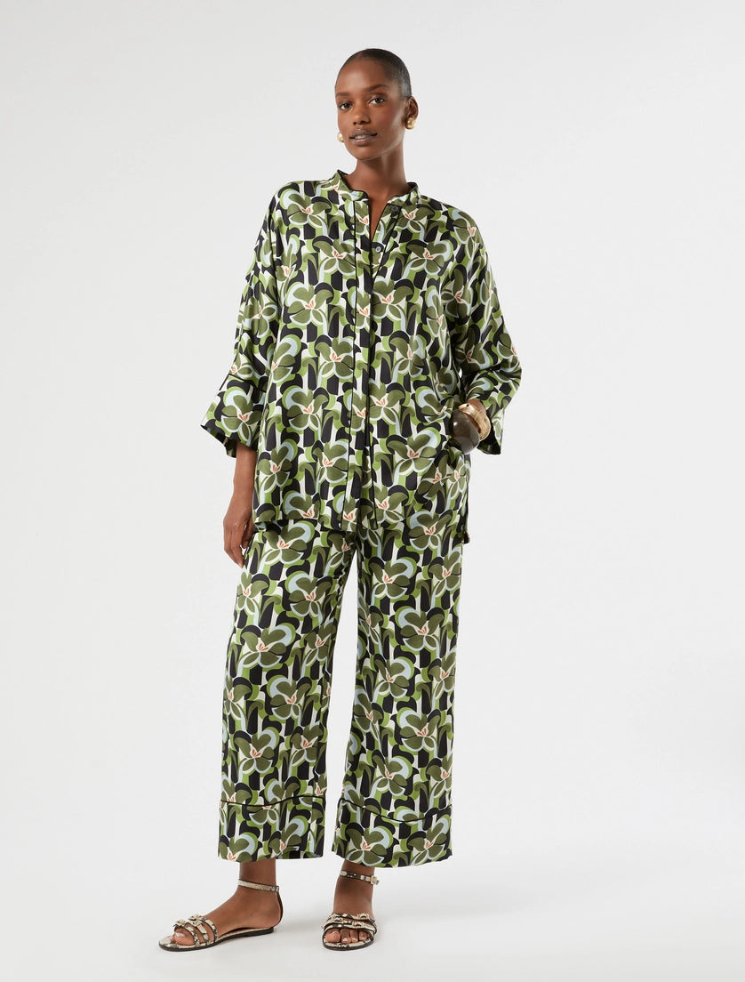 marina rinaldi silk twill trousers for woman