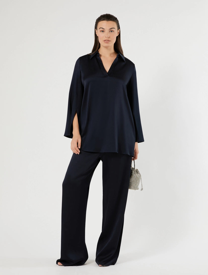 Shiny frisottino trousers