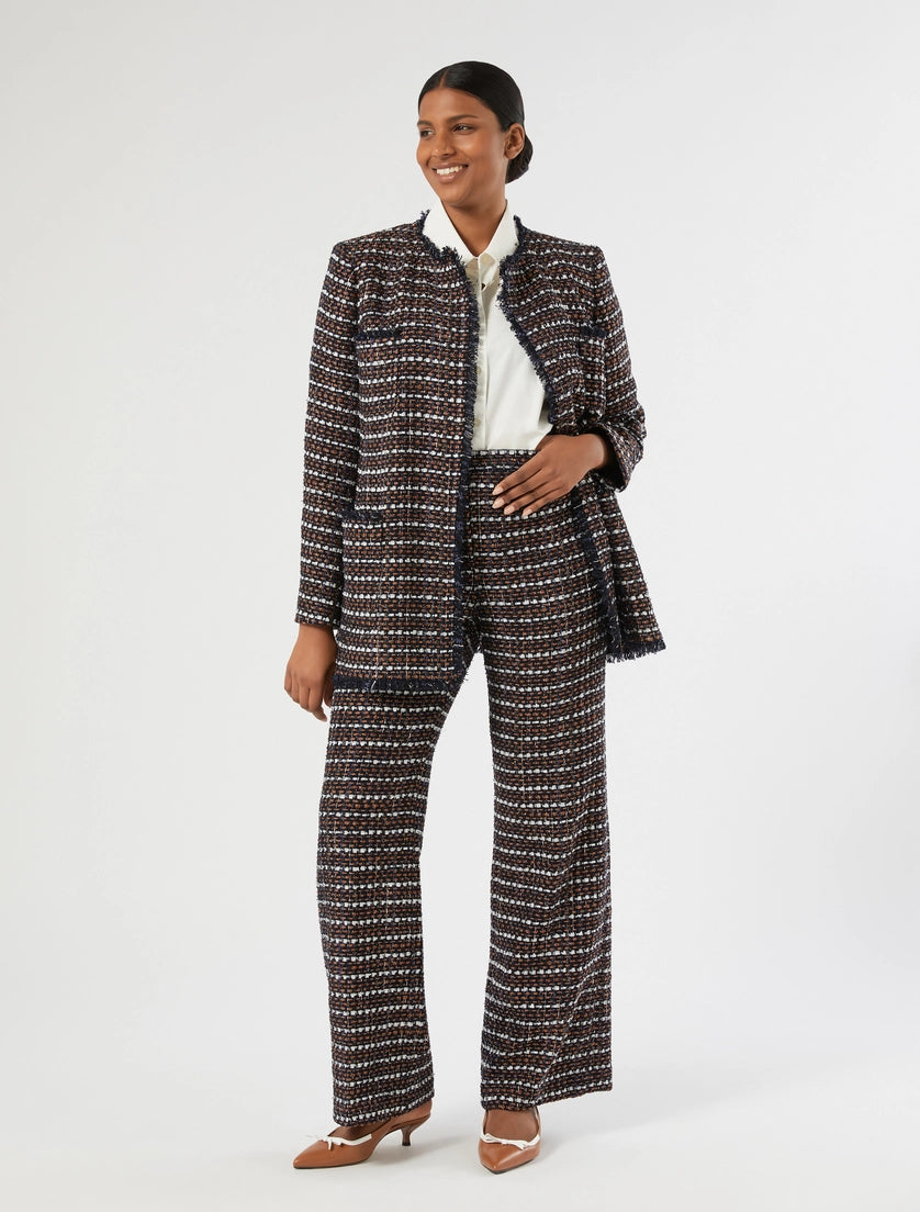 Bouclé fabric trousers