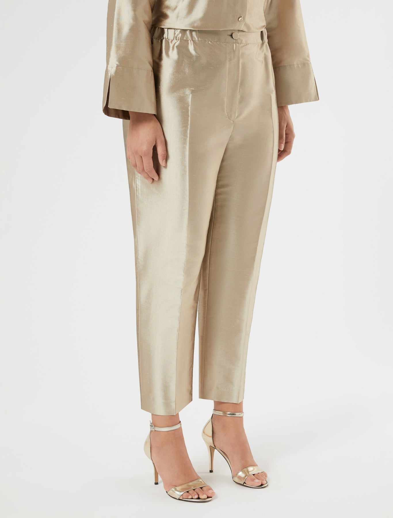 marina rinaldi silk shantung trousers for woman