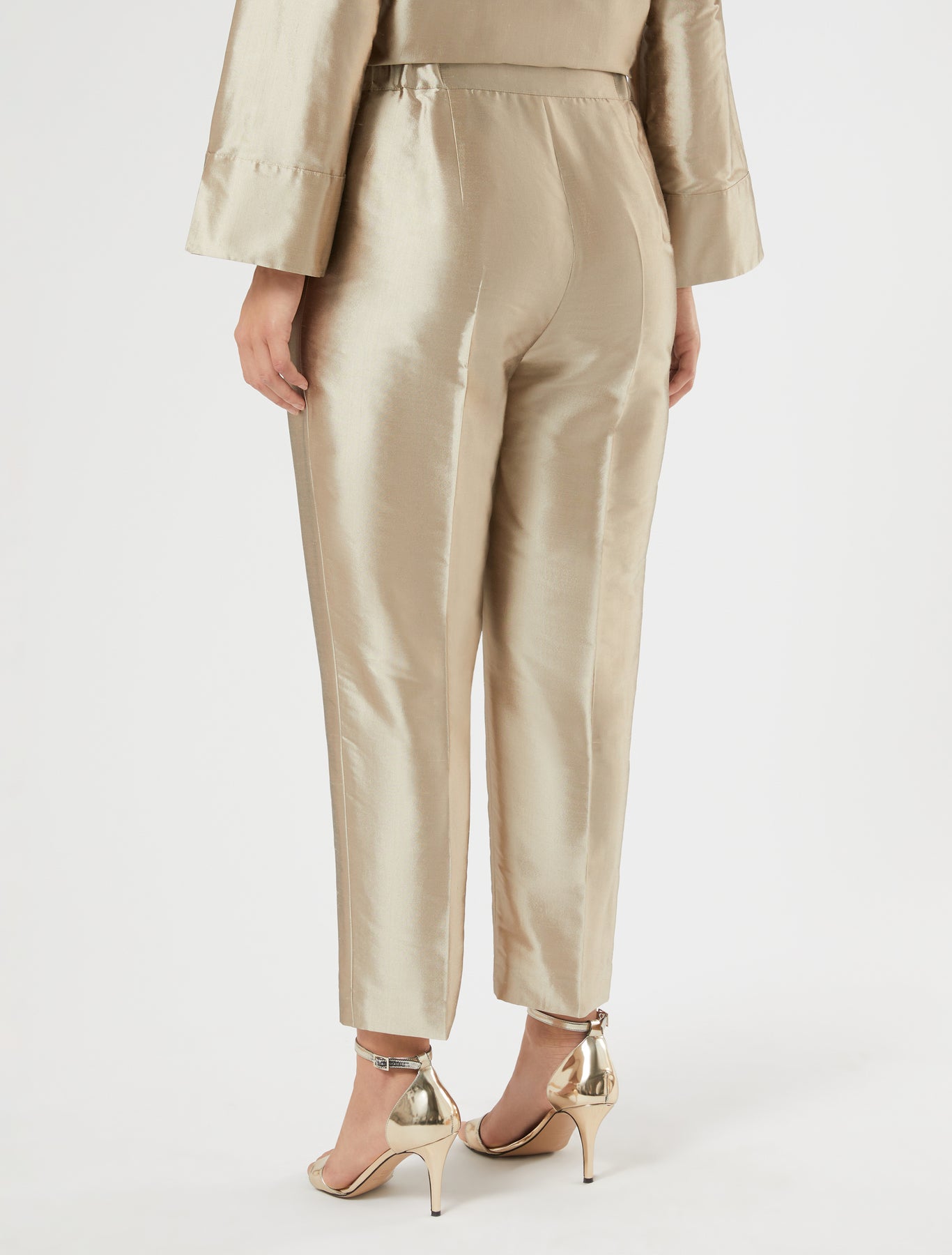 marina rinaldi silk shantung trousers for woman