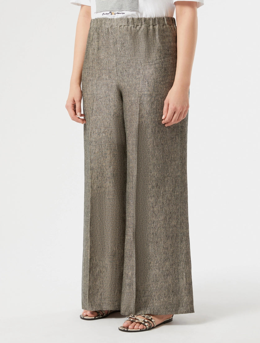 marina rinaldi yarn-dyed linen drill trousers for woman