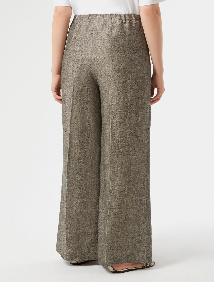 marina rinaldi yarn-dyed linen drill trousers for woman