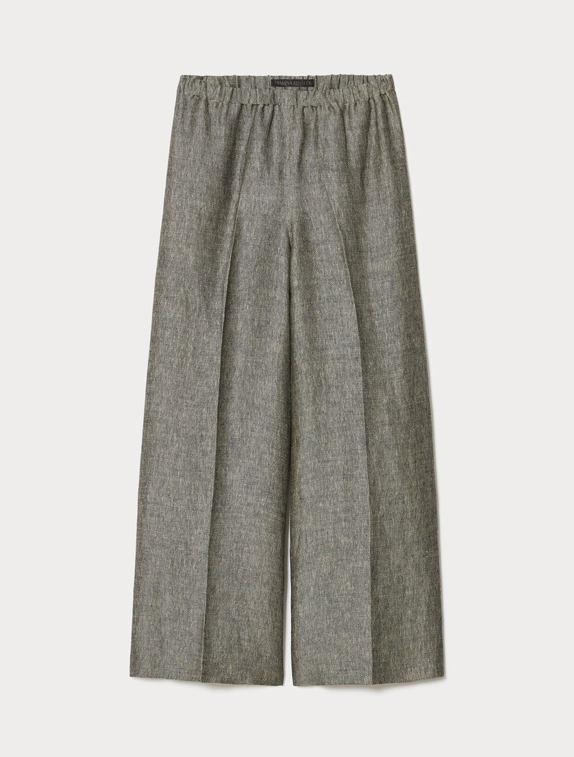 marina rinaldi yarn-dyed linen drill trousers for woman
