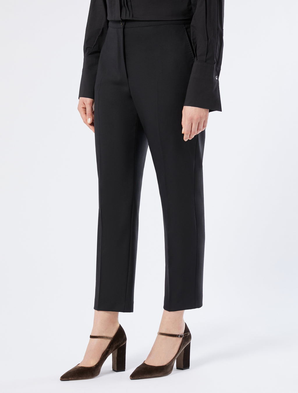 Straight-fit pure woollen cloth trousers