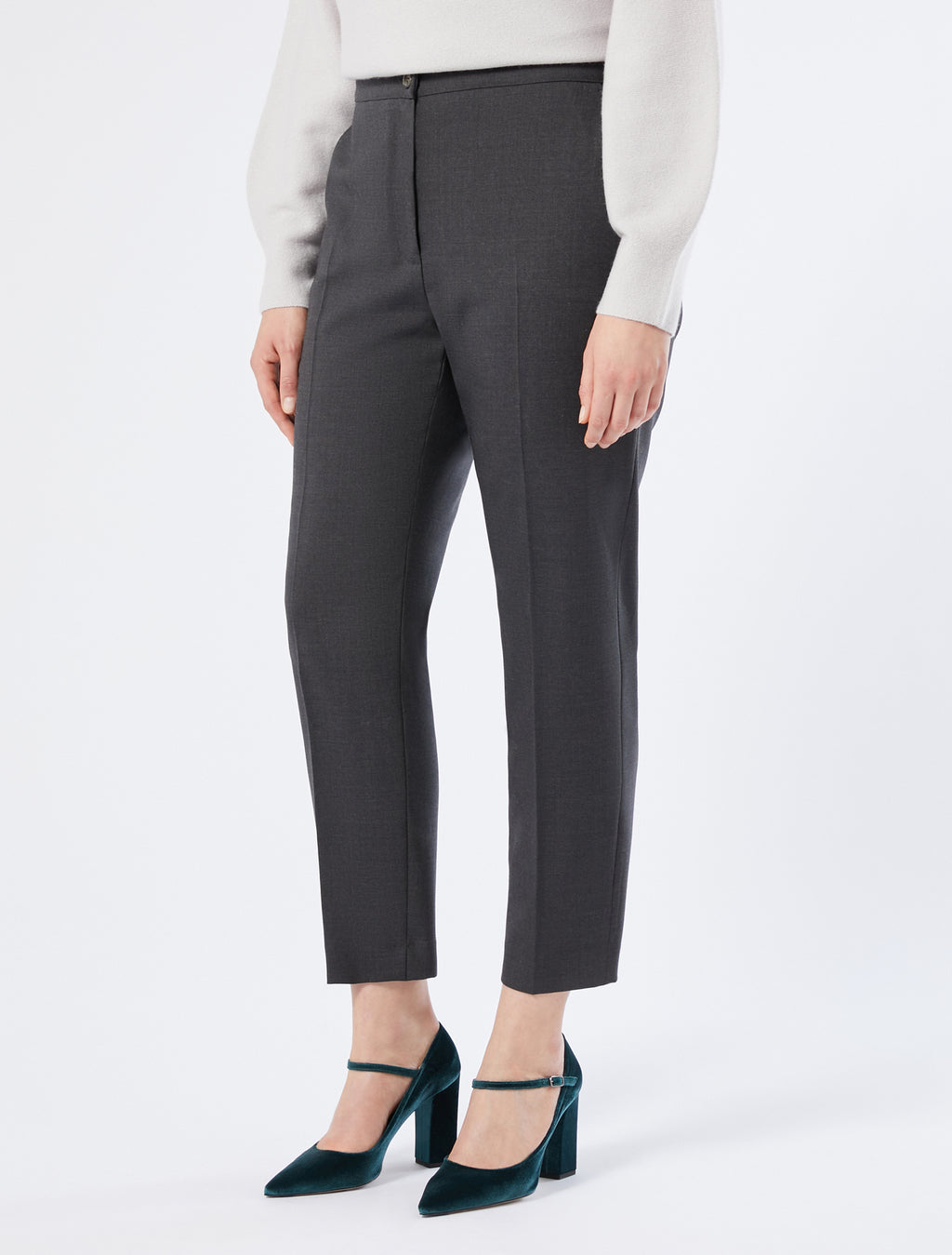 Straight-fit pure woollen cloth trousers