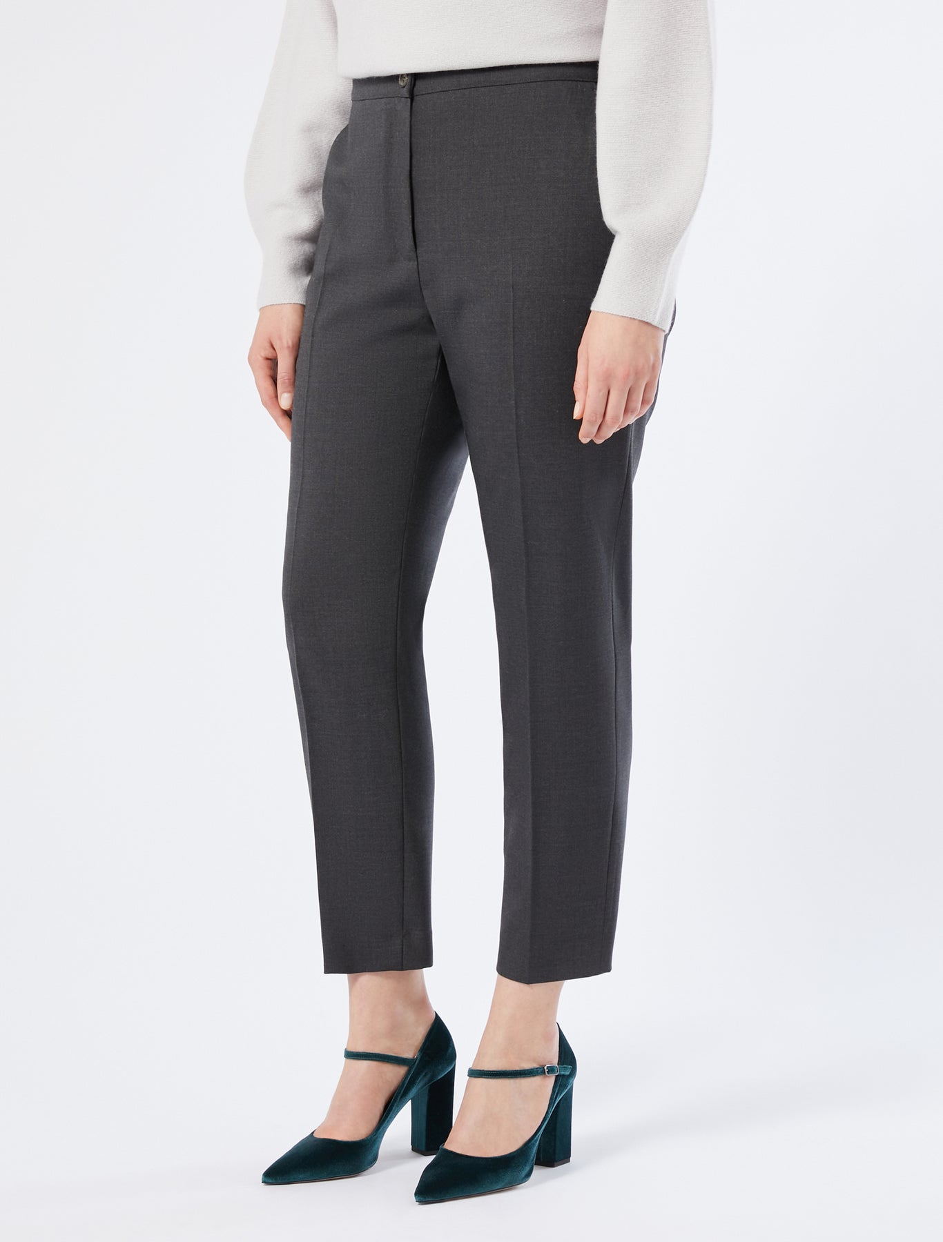 Straight-fit pure woollen cloth trousers