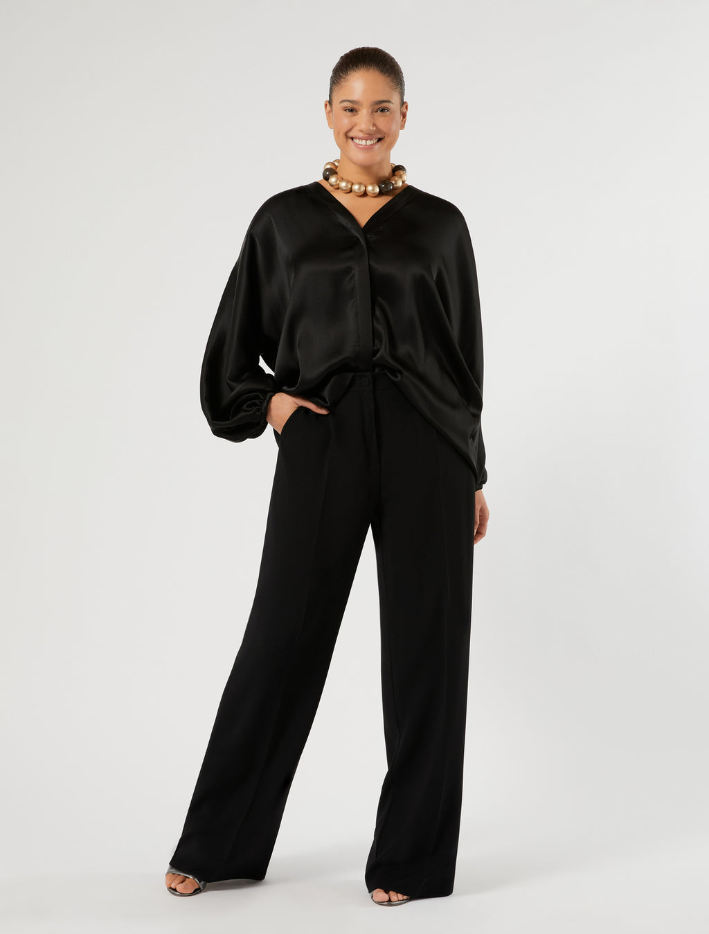 Marina Rinaldi wide-fit cady trousers for woman