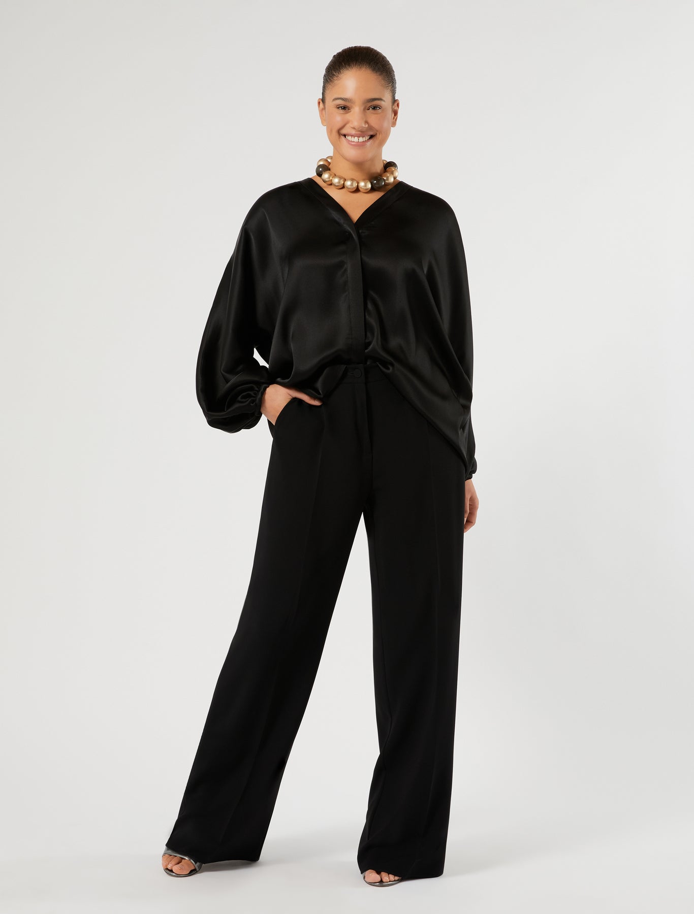 Marina Rinaldi wide-fit cady trousers for woman