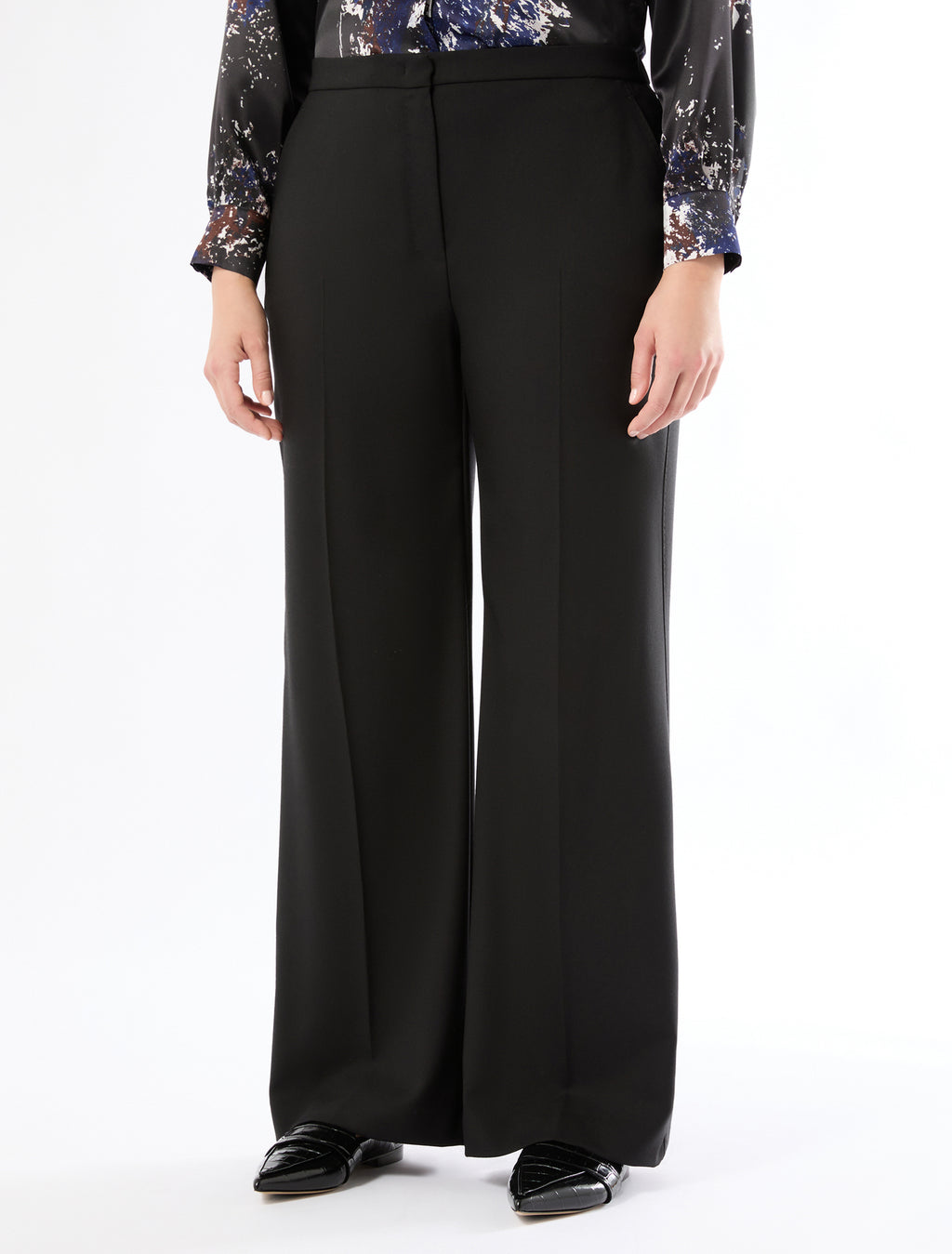 Wide-fit pure woollen cloth trousers
