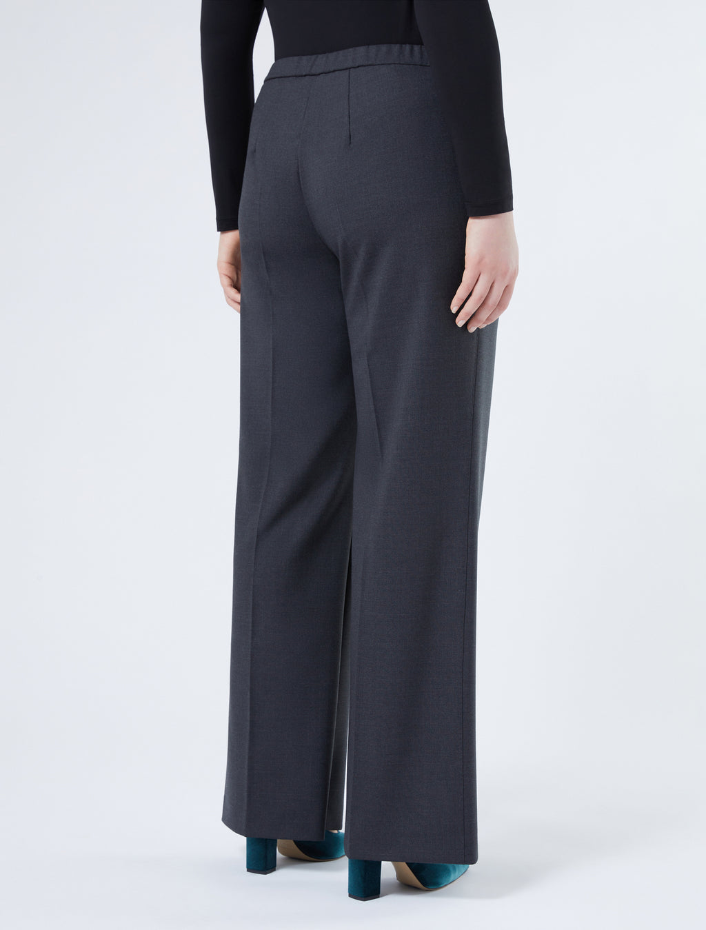 Wide-fit pure woollen cloth trousers